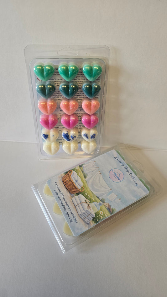Laundry Days Wax Melt Collection – 18 Heart Wax Melts | Fresh Laundry, Clean Cotton, Linen & Floral Scents | Long Lasting Home Fragrance