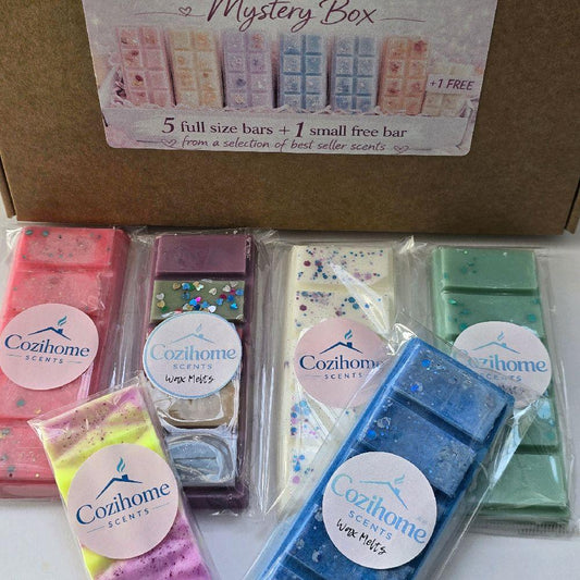 Strong Scented Wax Melt selection Box Long Lasting Home Aroma Fragrance 5 Full sized Bars and FREE Mini Bar Best seller scents from our Perfume, Fresh, Fruity and Floral melts