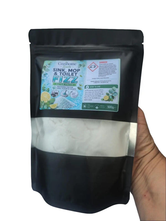 Cozihome Sink, Mop & Toilet Freshness Fizz 500g | Scented Fizzing Powder for Sinks, Plugholes, Mop Buckets & Toilets | 5 Fragrances