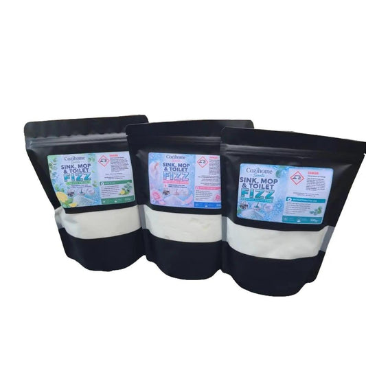 Cozihome Sink, Mop & Toilet Freshness Fizz 500g | Scented Fizzing Powder for Sinks, Plugholes, Mop Buckets & Toilets | 5 Fragrances