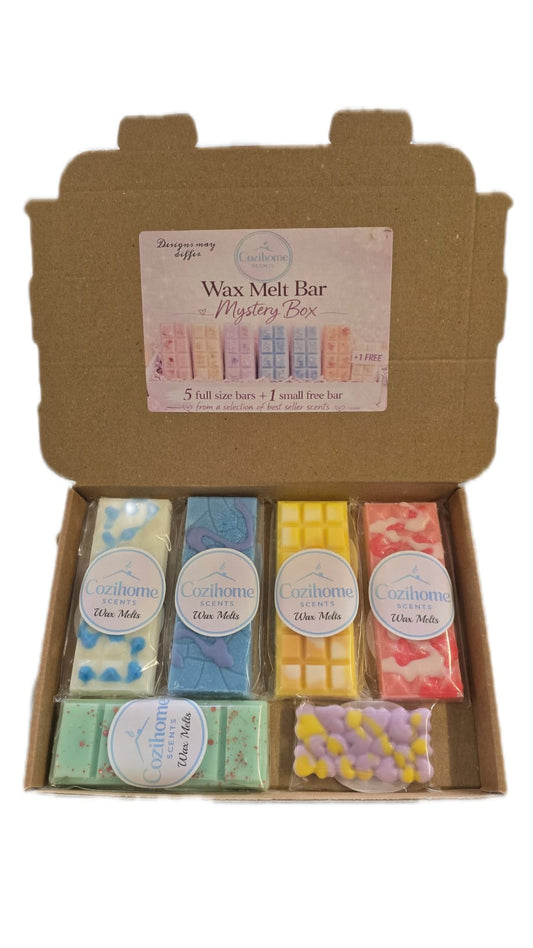 Strong Scented Wax Melts Mystery Box Long Lasting Home Aroma Fragrance 5 Full sized Bars and FREE Mini Bar Best seller scents from our Perfume, Fresh, Fruity and Floral melts contents will vary