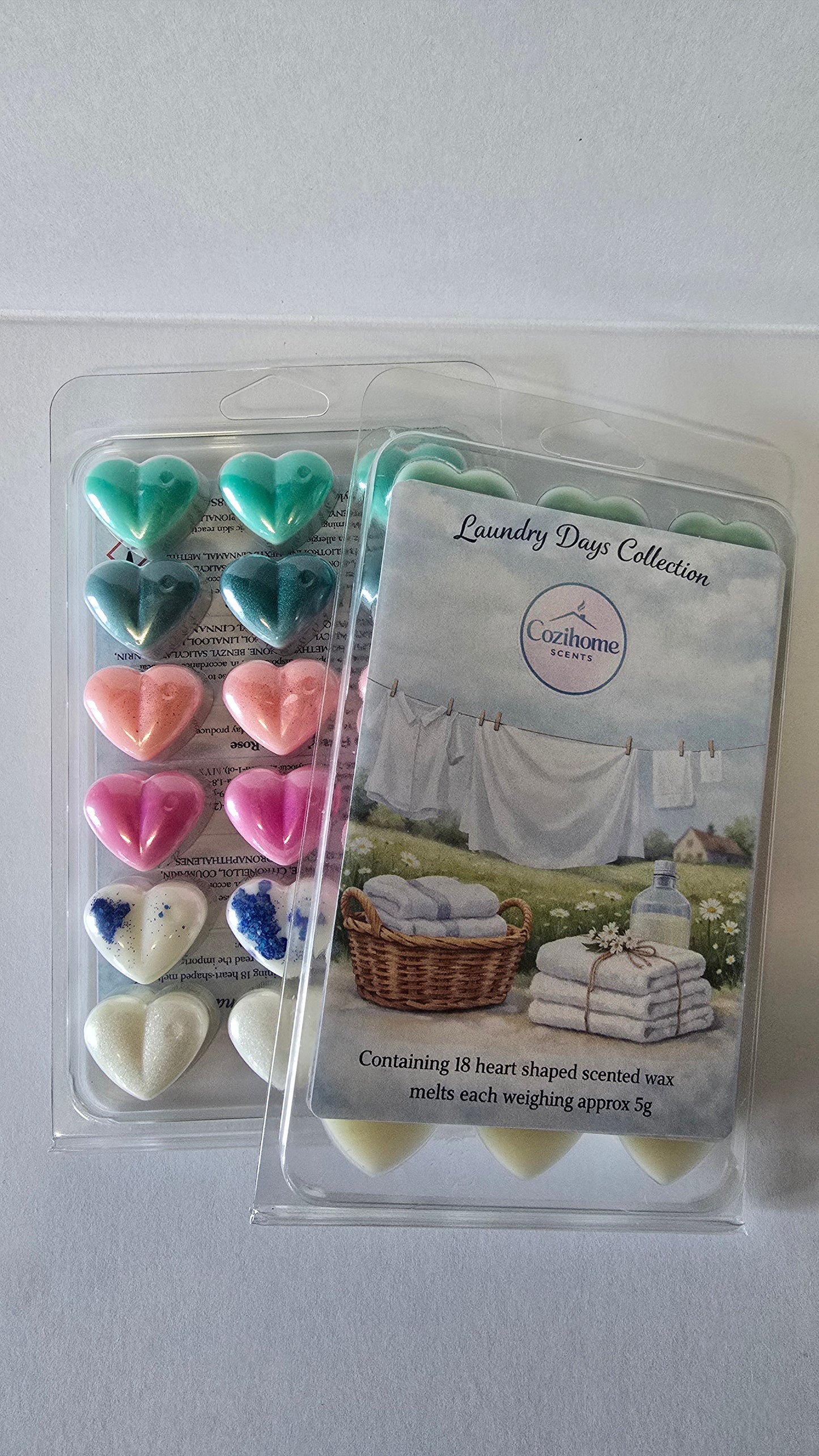 Laundry Days Wax Melt Collection – 18 Heart Wax Melts | Fresh Laundry, Clean Cotton, Linen & Floral Scents | Long Lasting Home Fragrance